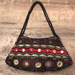 Brand New embroidered bag with mirrors